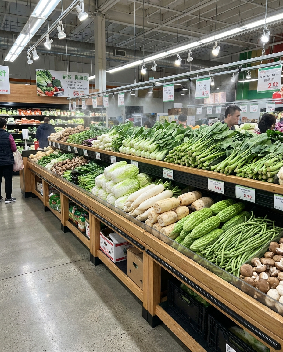 亚洲蔬菜架陈列